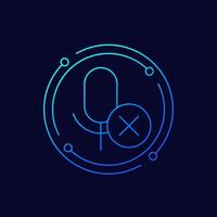 no recording icon with microphone, linear design vector