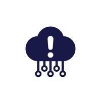 upload failure, cloud error icon, pictogram on white vector