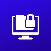 locked folder icon with a computer, vector