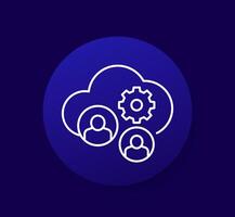 process user data in a cloud icon, line vector