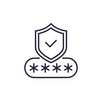 password icon with shield, line vector