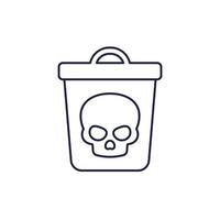 toxic waste line icon with a trash bin vector