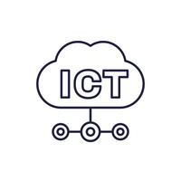 ICT line icon with cloud, Information and communications technology vector