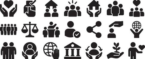 community and social values icon set vector