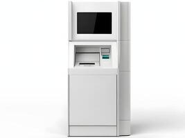 Automatic Teller Machine, mock up isolated on white background, copy space photo