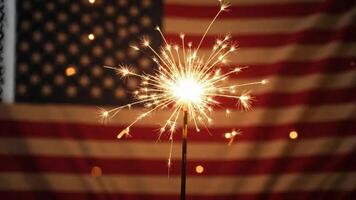 Cinematic Celebration with Sparklers on American flag background. Generated photo