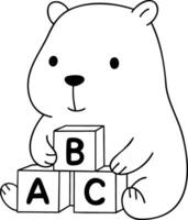 Cute capybara playing with alphabet blocks, showcasing playful and educational theme vector