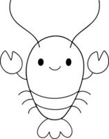 Cute cartoon lobster with smiling face and simple lines, perfect for children designs vector