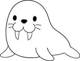 Cute cartoon seal with playful expression, featuring whiskers and tusks vector