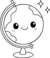 Cute globe illustration with smiling face and sparkles, perfect for educational themes vector
