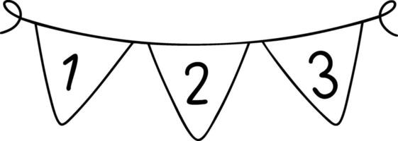 Bunting with numbers 1, 2, and 3 creates festive atmosphere for celebrations vector