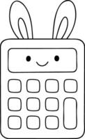 Cute calculator with bunny ears and smiling face, perfect for kids learning vector