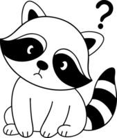 Cute raccoon character with puzzled expression, featuring large eyes and bushy tail vector