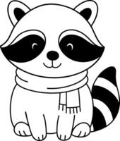 Cute raccoon wearing scarf, smiling happily, perfect for children illustrations vector