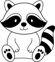 Cute raccoon character with playful expression, sitting comfortably and ready for fun vector