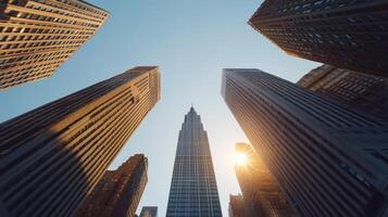 New york city skyline with skyscrapers photo