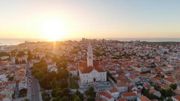 Sunset over the city of split, croatia photo