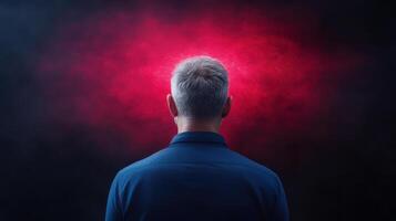 A man with a red light in his head photo