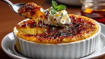 Creme brulee is a classic dessert that's easy to make at home photo
