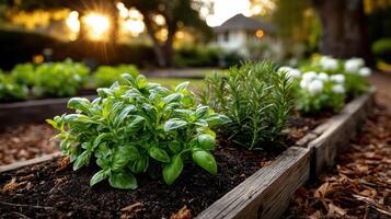 A garden with plants growing in it photo
