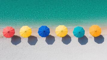 Colorful umbrellas on the beach photo