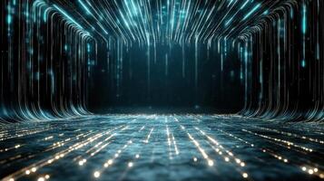 Abstract futuristic tunnel with glowing lights and lines photo