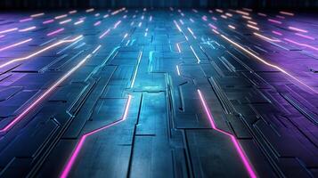 A futuristic background with neon lights photo