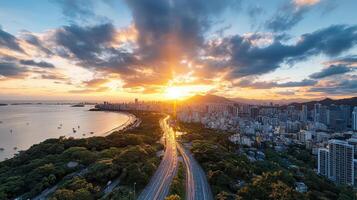 Hong kong sunset from the top of the hong kong tower photo