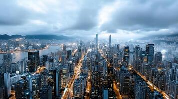 Hong kong city skyline at dusk photo