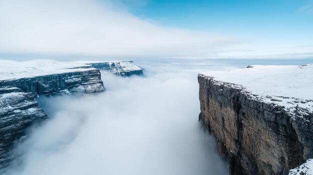 A view of the cliffs above the clouds photo
