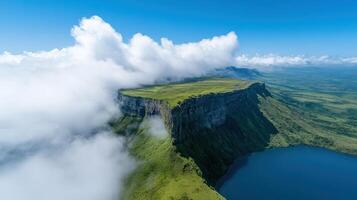 Aerial view of the crater lake in the montserrat national park, montserrat, photo