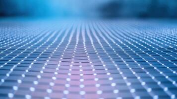 A blue background with a grid of squares photo