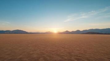 A desert landscape with mountains in the background photo