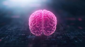 A brain is shown in front of a glowing light photo