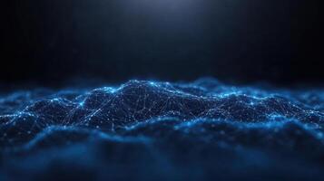 3d rendering of a mountain range with a light shining on it photo