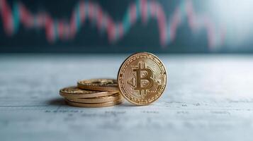 Bitcoin and stock chart background photo