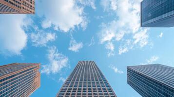 Tall buildings with blue sky and clouds photo