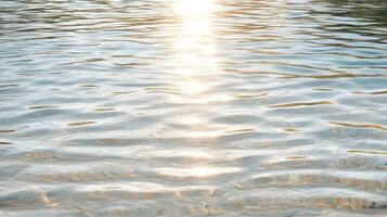 Sunlight shining through the water on a beach photo
