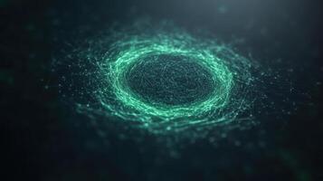 Abstract background of green network lines and circles photo