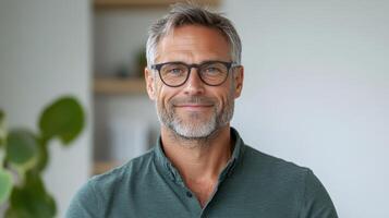 A man with glasses and a green shirt photo