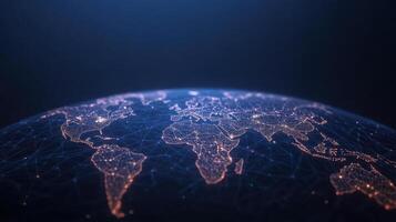 World map with network lines and dots 3d render photo