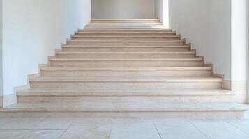 A staircase in a white house with white walls photo