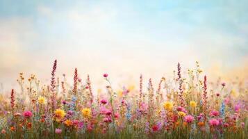 An image of a field with flowers and grass photo