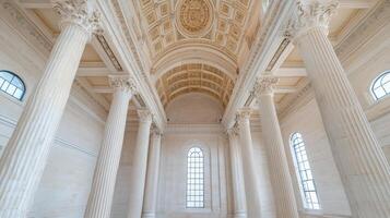 A large room with columns and a ceiling photo