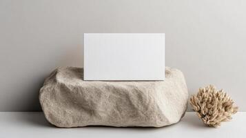 Blank card on rock with coral photo