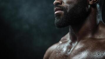 A man with a beard and chest muscles photo