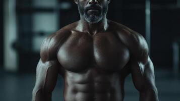 A man with a beard and muscular body photo