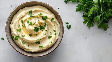 Mashed potatoes with parsley photo