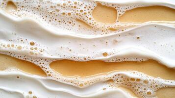 A close up of a white and yellow liquid photo