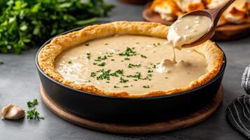 Chicken pot pie with gravy photo